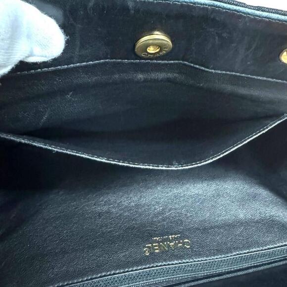 Vintage Chanel CC Turnlock Quilted Lambskin Leather Shopper  CHANEL Black Tote Bag
